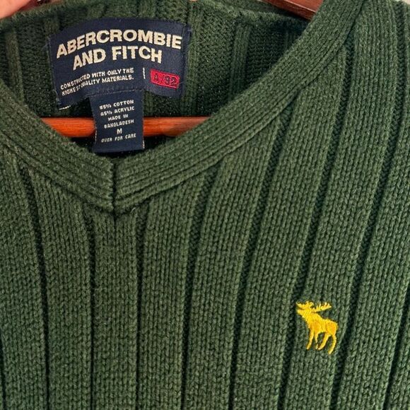 Vintage Abercrombie & Fitch Green Ribbed Knit Sweater Womens Medium Heavyweight - Picture 4 of 7